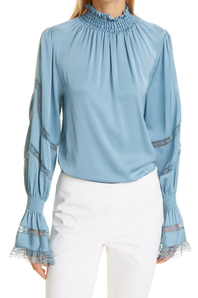 Elsie Stretch Silk Blouse, Main, color, DUSTY SKY