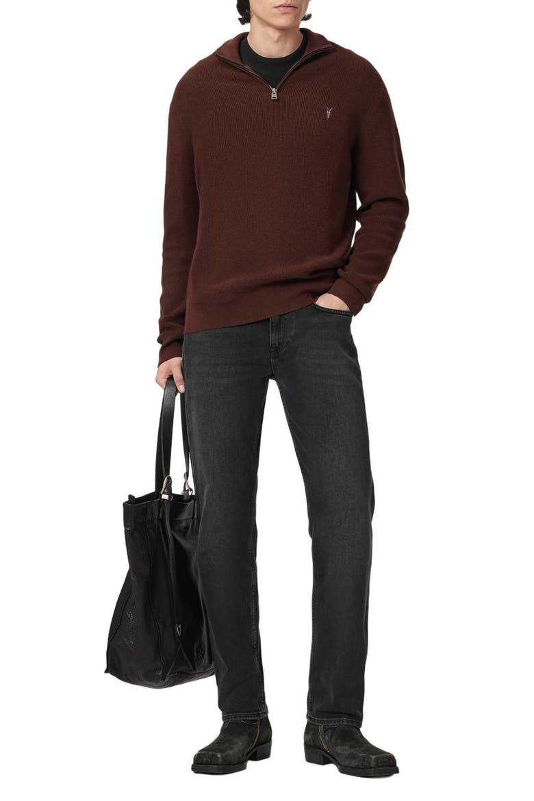 Wool Blend Quarter Zip Sweater, Alternate, color, HOT CHOC BROWN