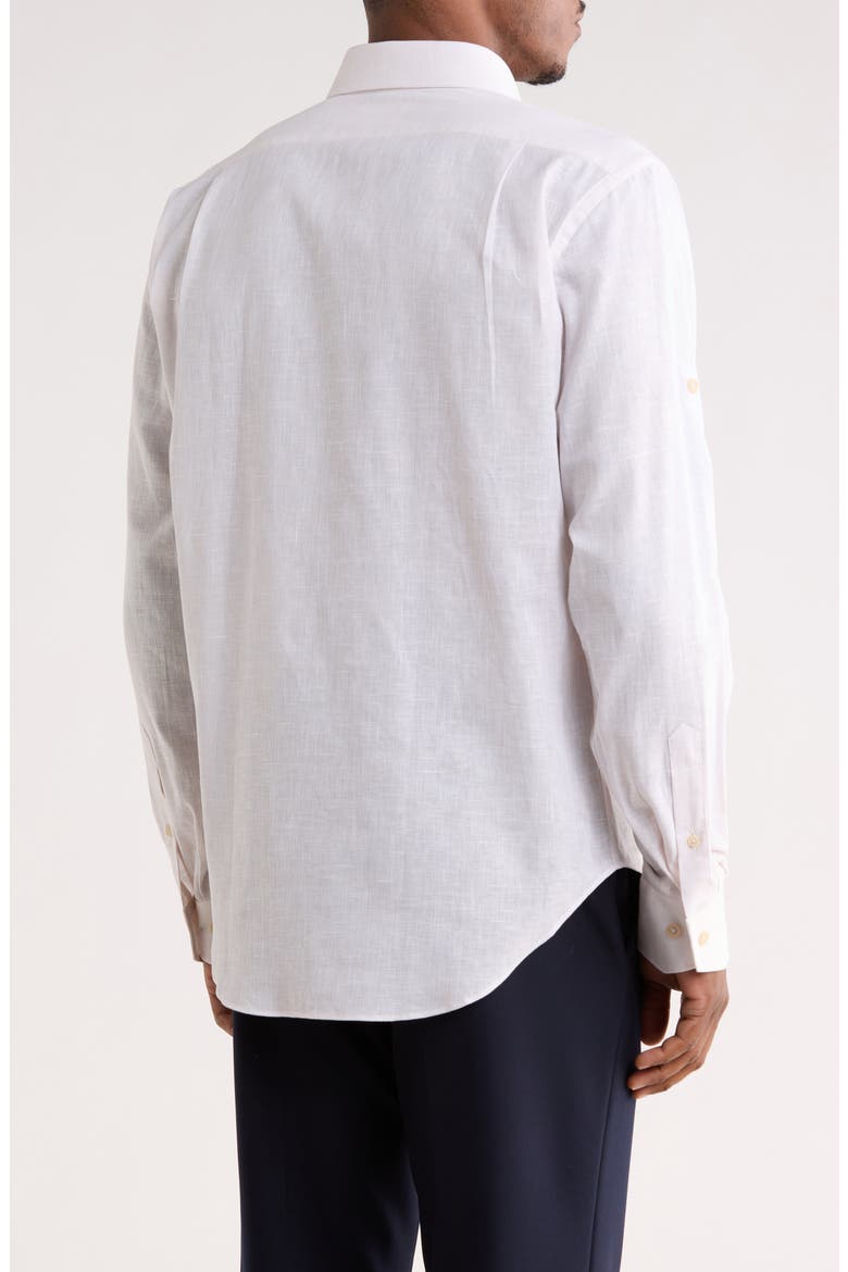 Trim Fit Cotton Dress Shirt, Alternate, color, SAND