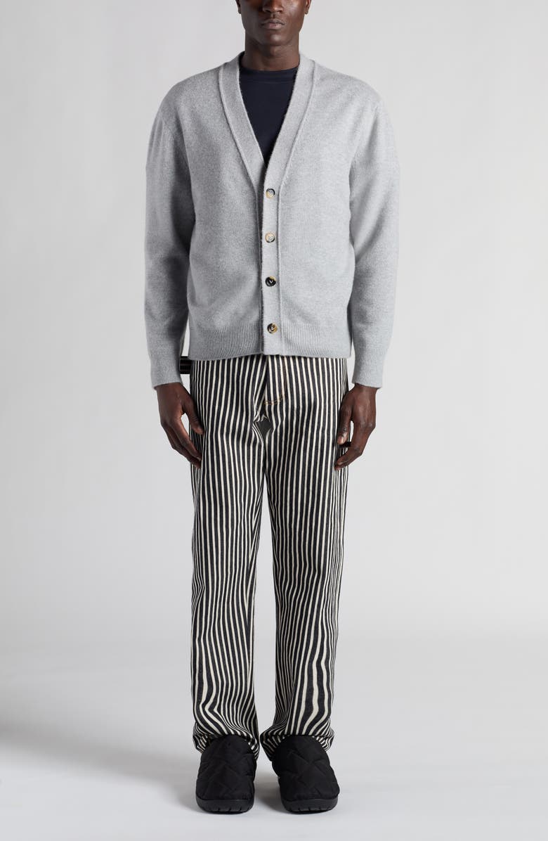 Bottega Veneta Intrecciato Patch Cashmere Blend Cardigan, Alternate, color, Light Grey Melange