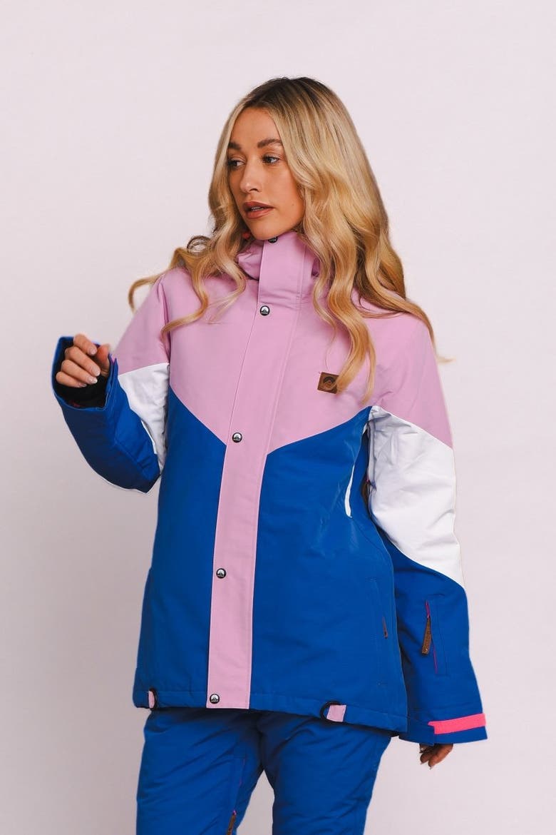 1090 Women's Ski & Snowboard Jacket, Main, color, Pastel Pink, White & Blue