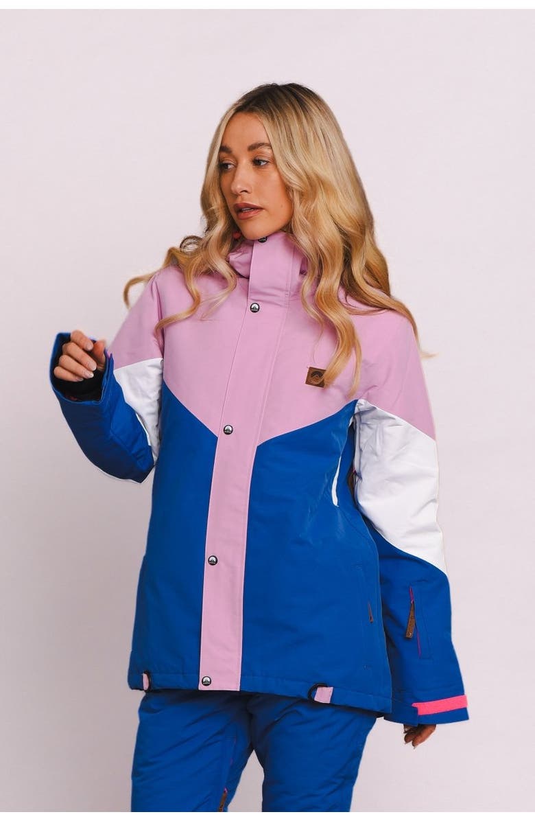 OOSC 1088 Women's Ski & Snowboard Jacket, Main, color, Pastel Pink, White & Blue