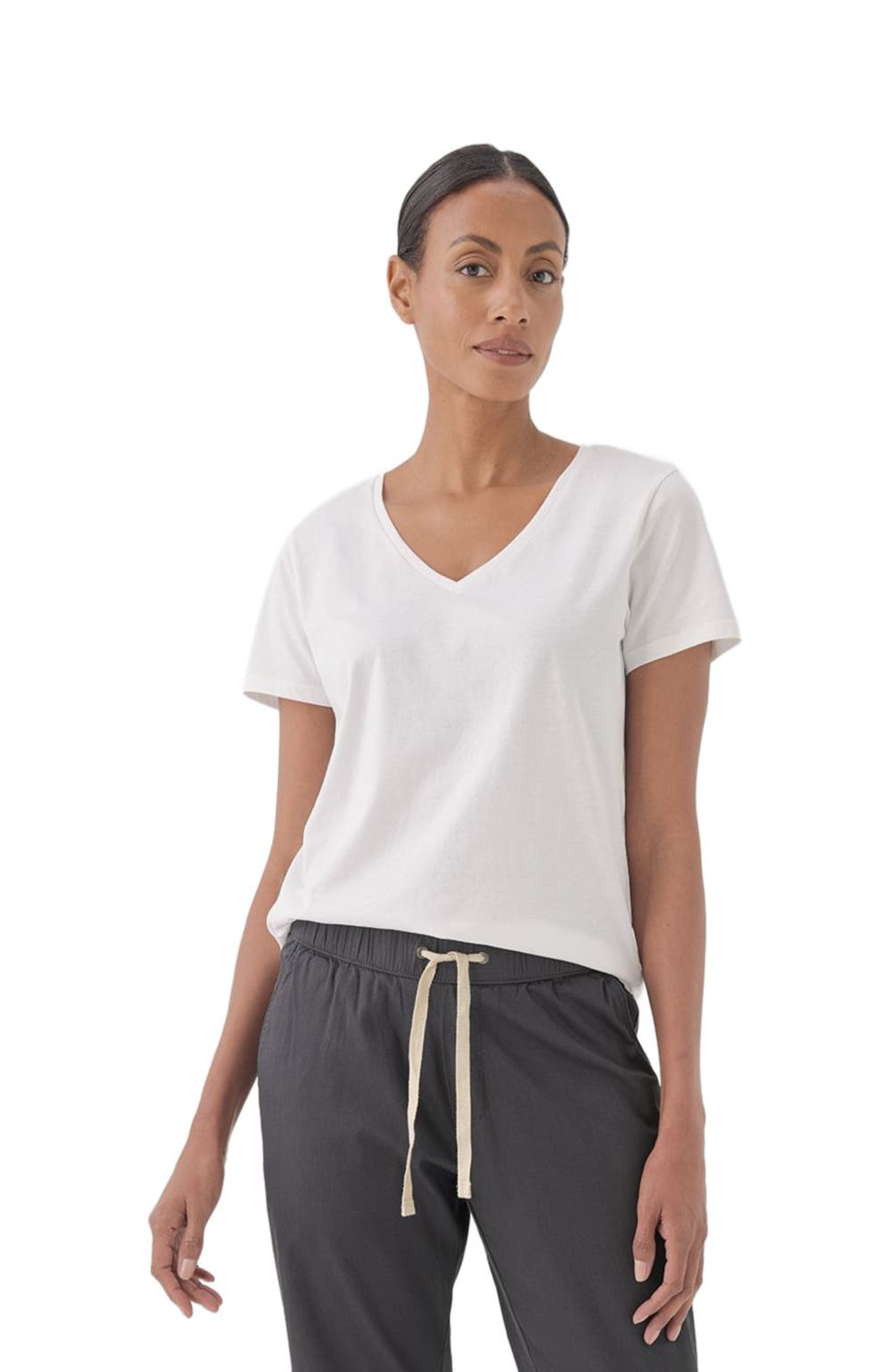Organic Cotton Softspun V-Neck Tee, color, White