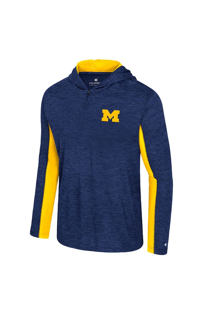 COLOSSEUM Men's Colosseum Navy Michigan Wolverines Always Sunny Quarter-Zip Hoodie, Alternate, color, Navy