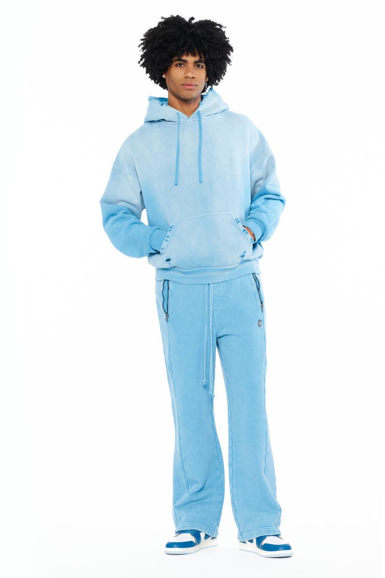 French Terry Distressed Hoodie, Alternate, color, NAVAGIO BAY