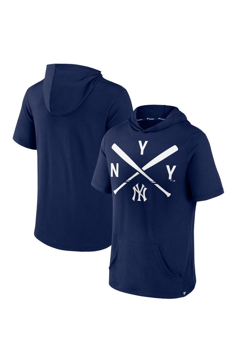 FANATICS Men's Fanatics Branded Navy New York Yankees Iconic Rebel Short Sleeve Pullover Hoodie, Main, color, 