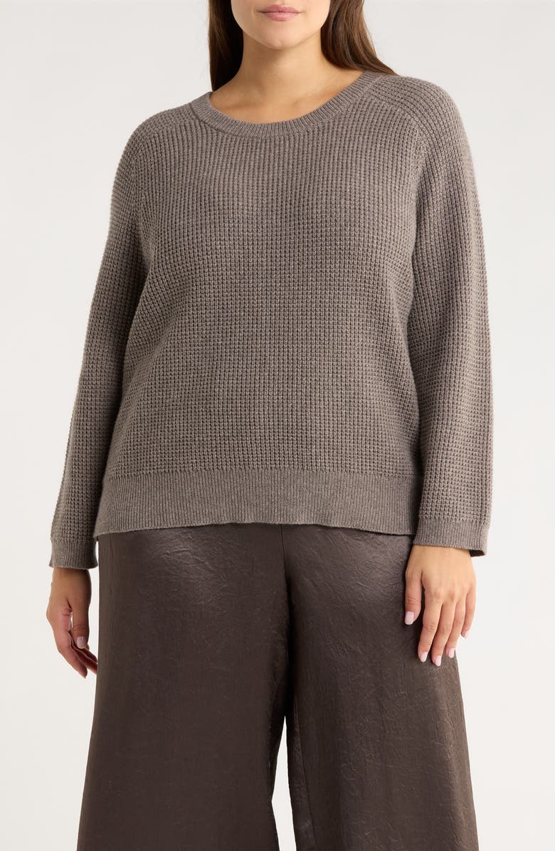 Eileen Fisher Crewneck Organic Cotton & Recycled Cashmere Sweater, Main, color, Reed