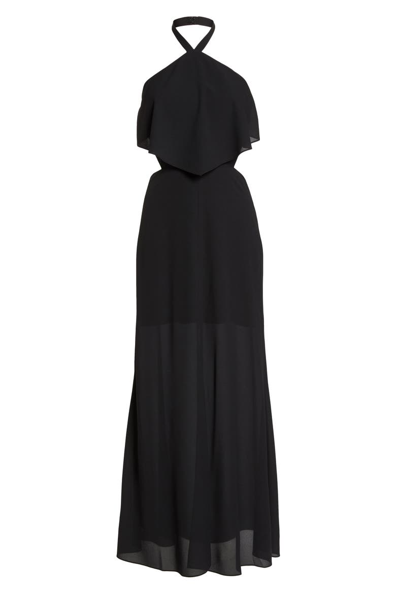 Beach Club Afternoons Halter Maxi Dress, Alternate, color, BLACK