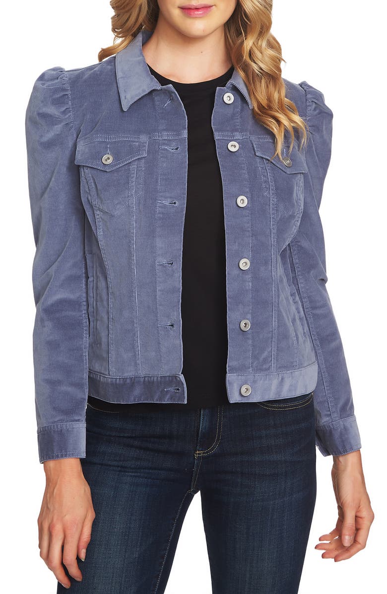 CeCe Puff Sleeve Stretch Cotton Corduroy Jacket, Main, color, 