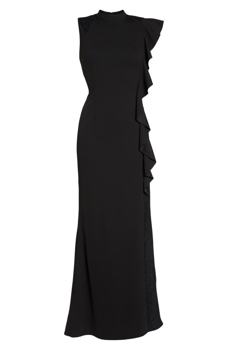 Adrianna Papell Ruffle Side Crepe Mermaid Gown, Alternate, color,