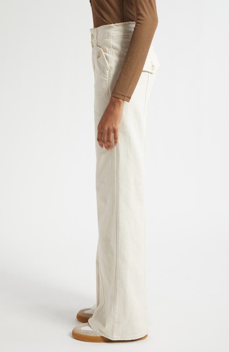 Veronica Beard Crosbie Seamed High Waist Wide Leg Jeans, Alternate, color, Ecru