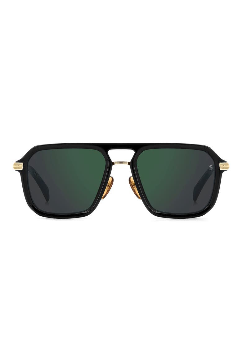 56mm Navigator Sunglasses, Main, color, BLACK GOLD/ GREEN SP