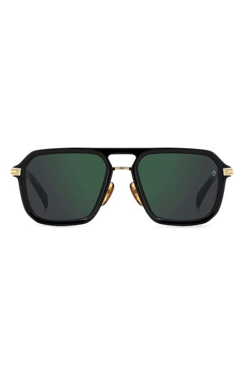 David Beckham Eyewear 56mm Navigator Sunglasses in Black Gold/Green Sp  product