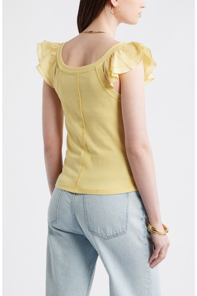 Rib Flutter Tank, Alternate, color, YELLOW SUNDRESS