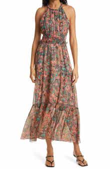 A.L.C. Elara Floral Halter Neck Silk Dress