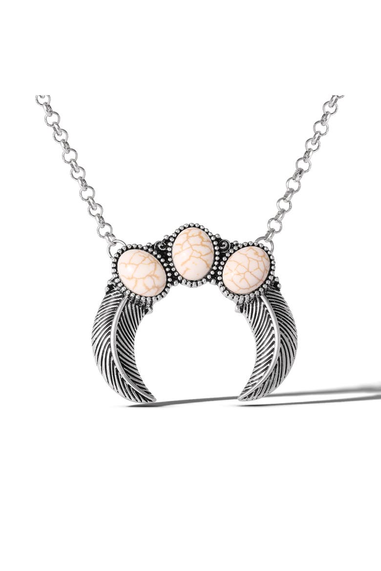 Ox Silver Western Necklace, Main, color, Silver/White