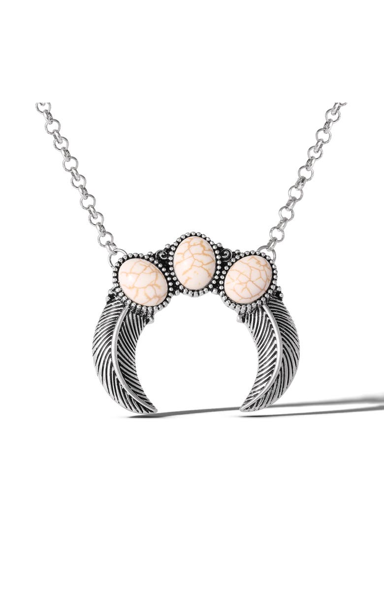 Jessica Simpson Ox Silver Western Necklace, Main, color, Silver/White