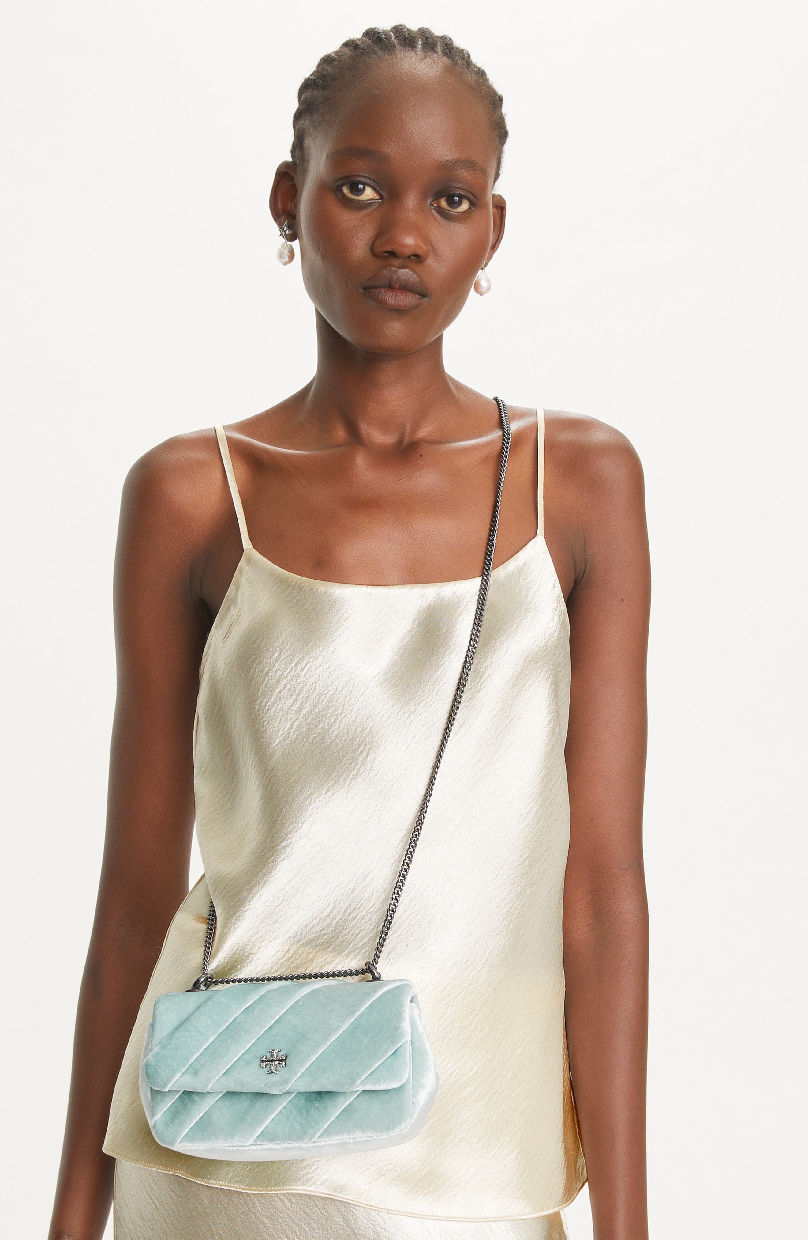 Tory Burch Mini Kira Draped Velvet Convertible Shoulder Bag, Alternate, color, 