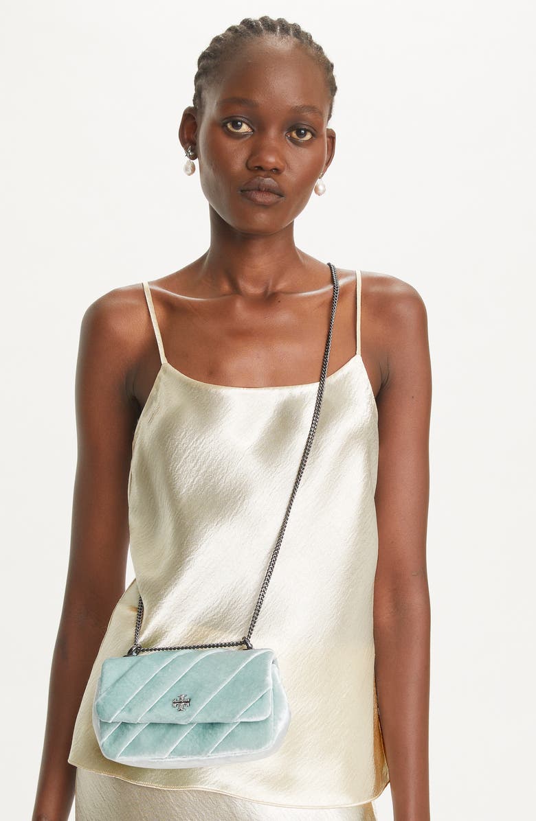 Tory Burch Mini Kira Draped Velvet Convertible Shoulder Bag, Alternate, color,