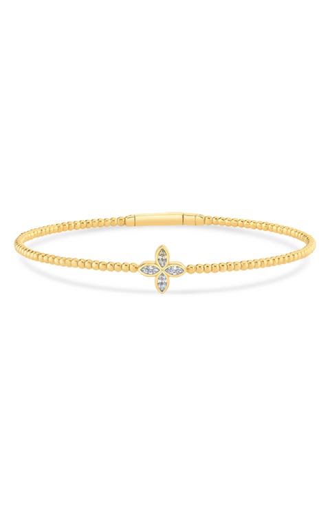 Cubic Zirconia Beaded Marquise Star Bangle Bracelet