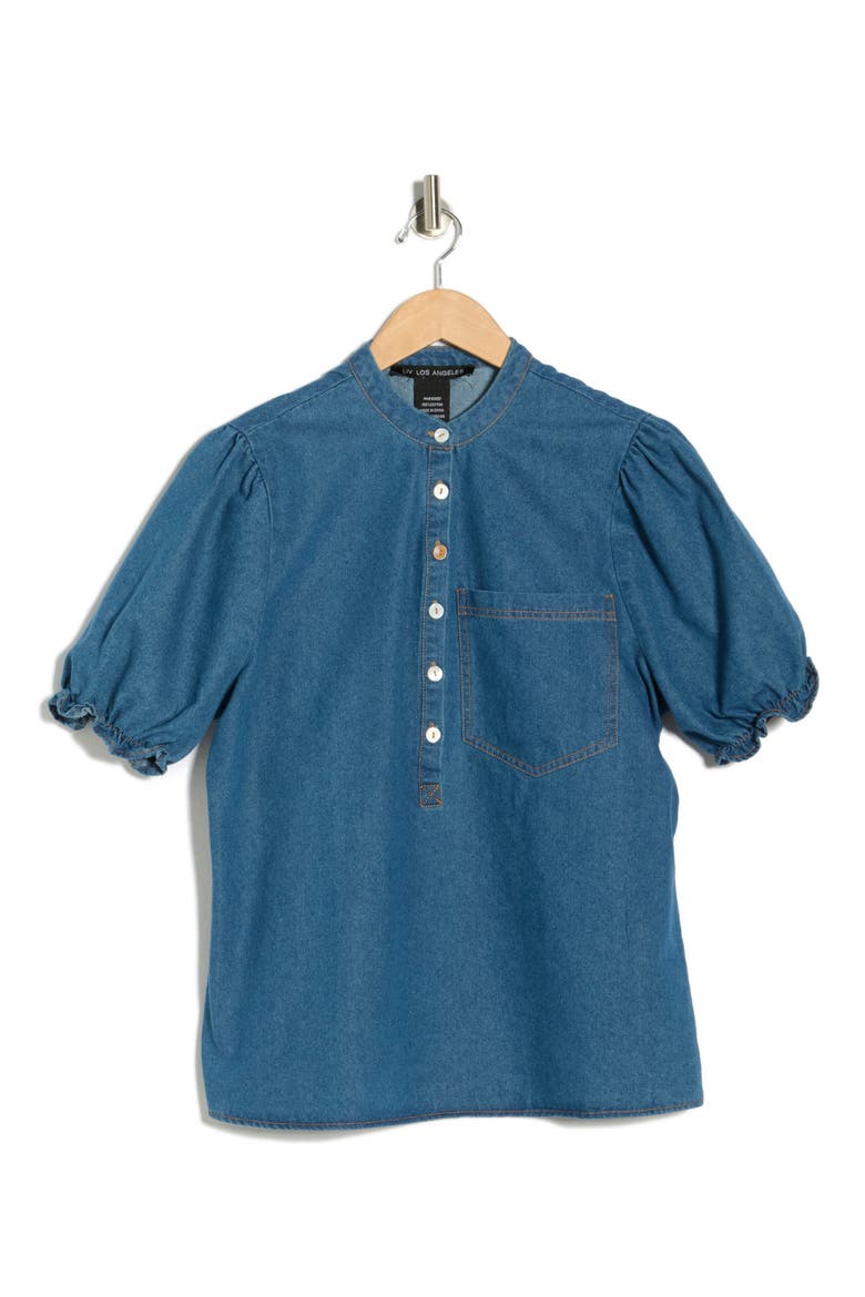 Short Sleeve Denim Shirt, Alternate, color, DENIM