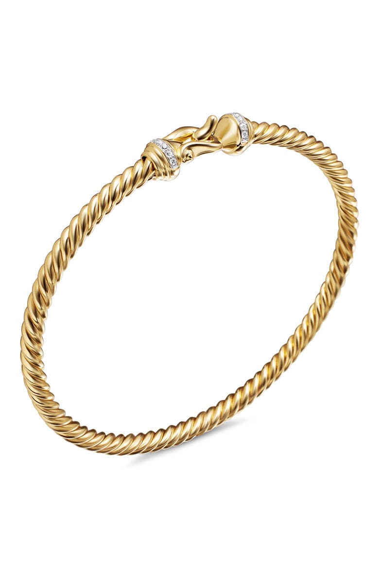 Buckle Cablespira® 18K Yellow Gold & Diamond Bracelet, 3.5mm, Alternate, color, GOLD/ DIAMOND