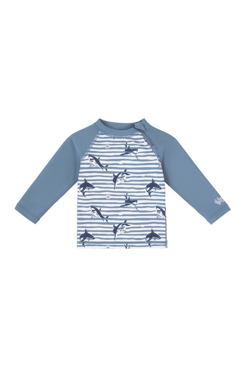 Zippy Long Sleeve Sun & Swim Shirt, Main, color, Shark Stripe