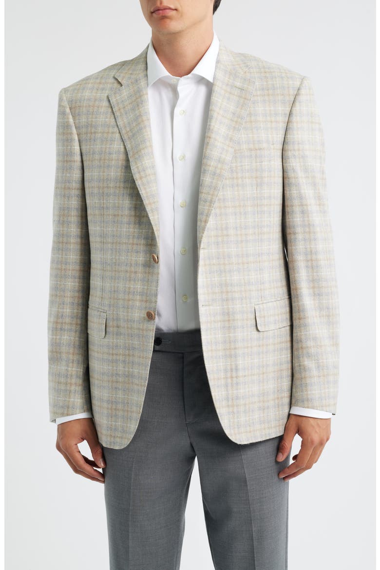 Siena Regular Fit Tan Plaid Wool Blend Sport Coat, Main, color, BEIGE