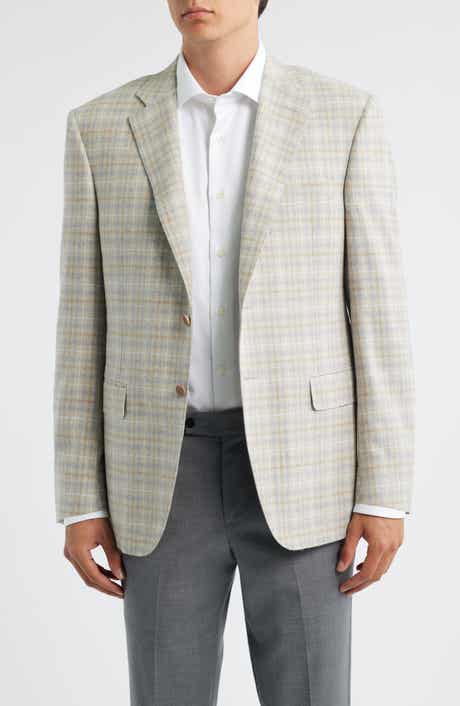 Canali Siena Regular Fit Tan Plaid Wool Blend Sport Coat