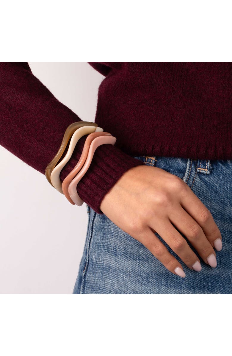 BY ADINA EDEN Colored Wavy Resin Bangle Stack Set, Alternate, color,