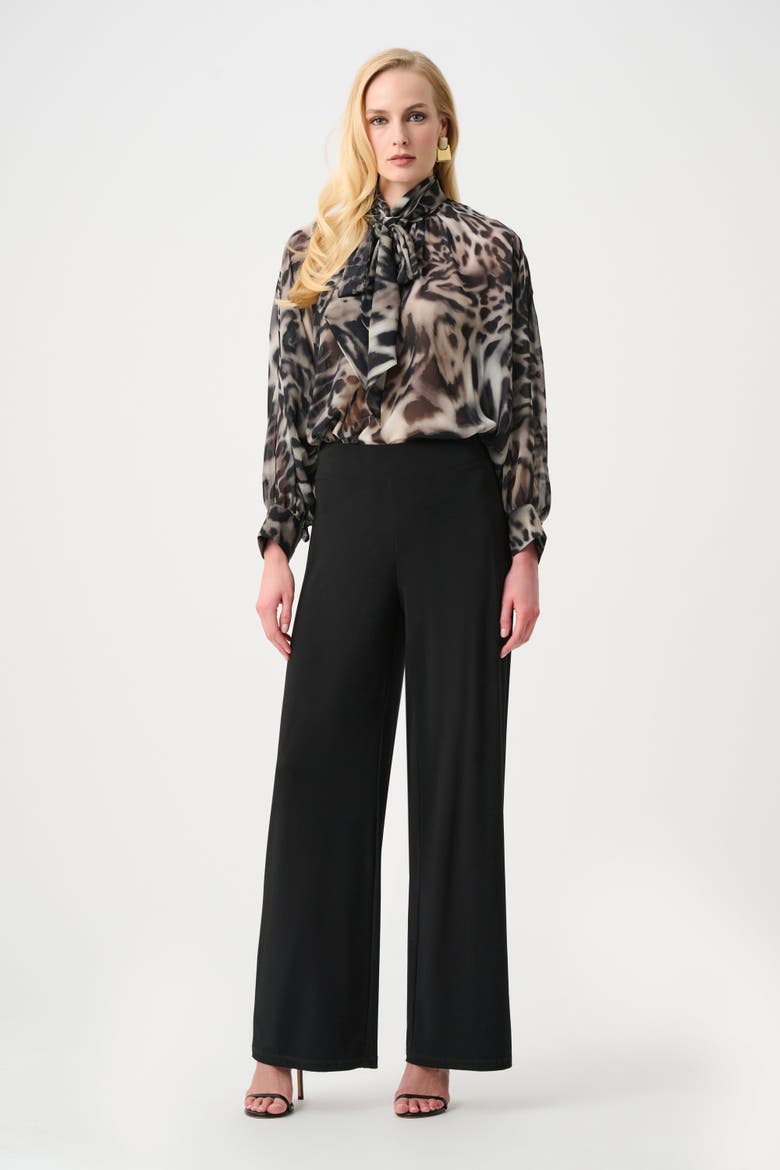Chiffon Animal Print Boxy Top With Bow Tie, Alternate, color, Grey/Multi