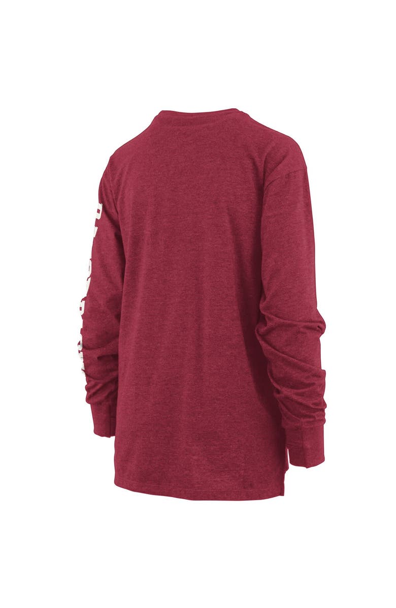 PRESSBOX Women's Pressbox Heathered Cardinal Arkansas Razorbacks Two-Hit Canyon Long Sleeve T-Shirt, Alternate, color, Cardinal