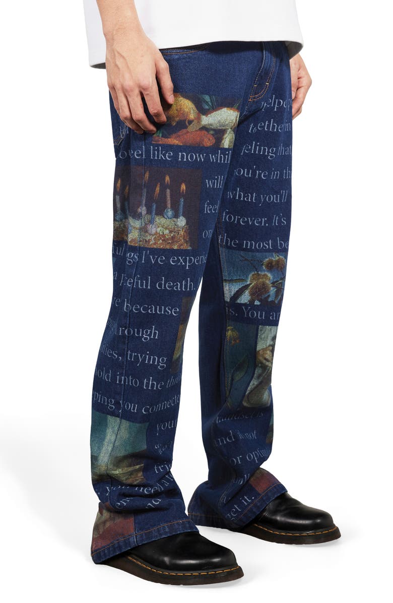 PLEASURES Connections Relaxed Straight Leg Jeans, Alternate, color, Washed Indigo