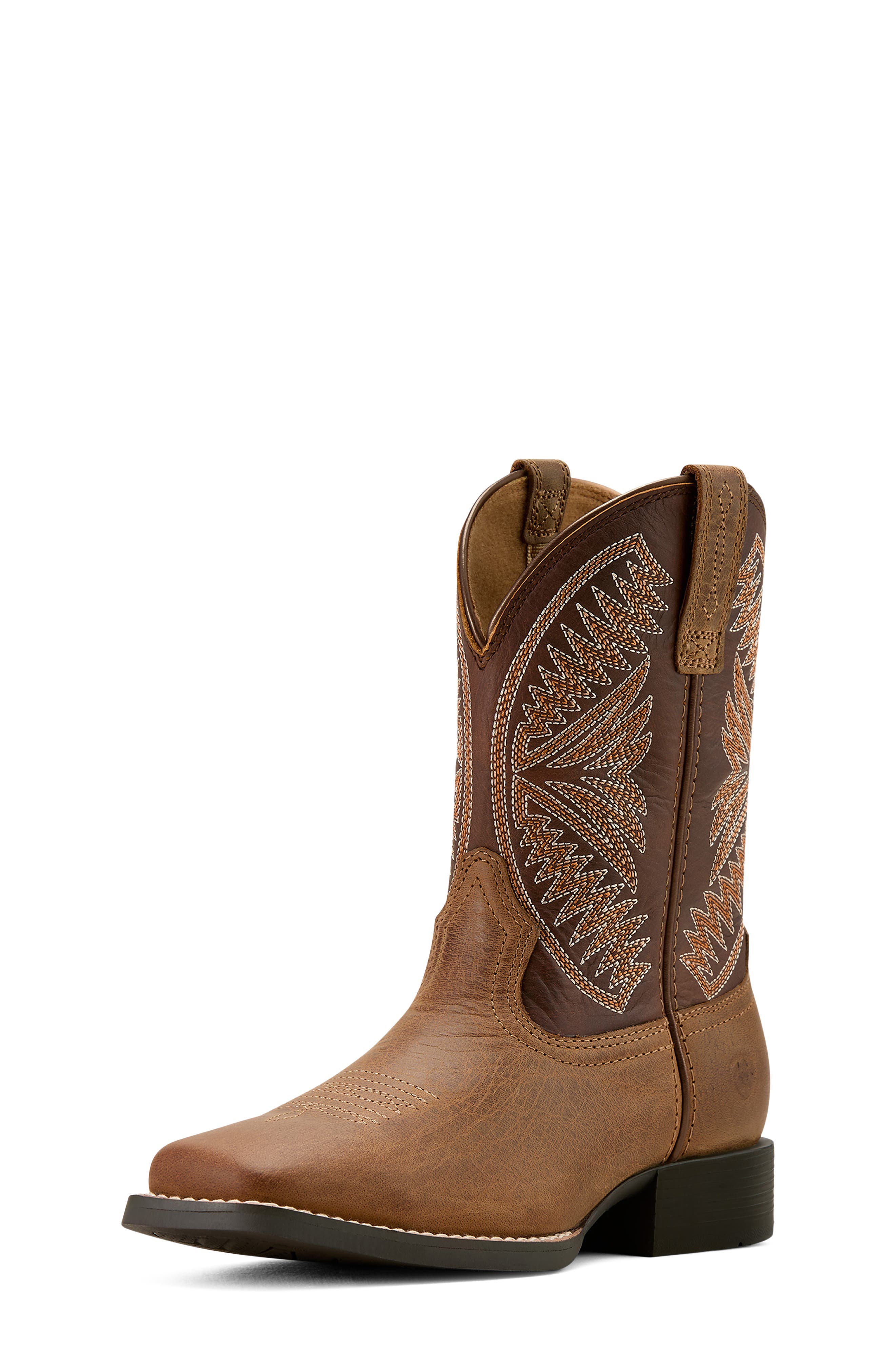 Ariat Kids' Ruidoso Western Boot, Alternate, color, Pearl/ Chocolate Brown