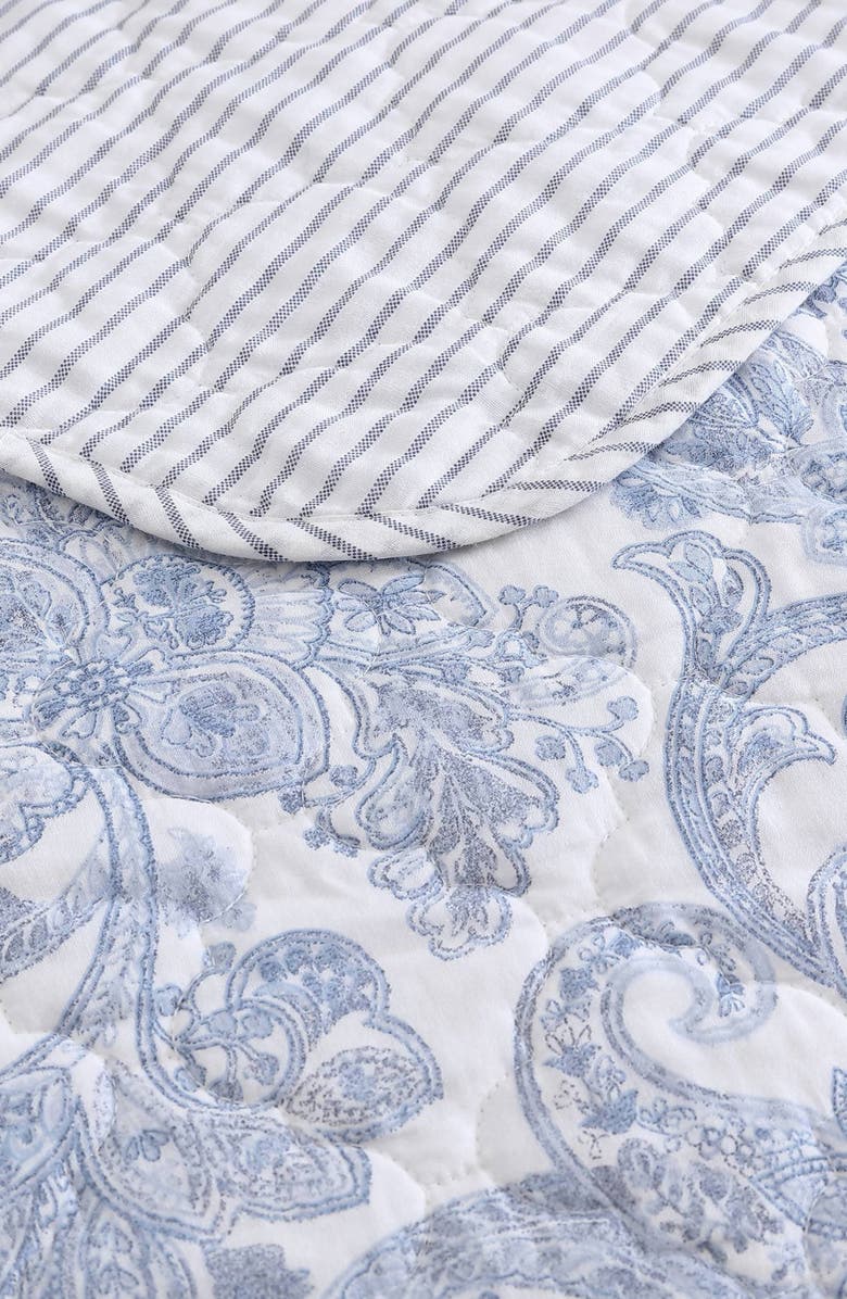 STONE COTTAGE Field of Paisley Reversible Quilt & Sham Set, Alternate, color, Blue