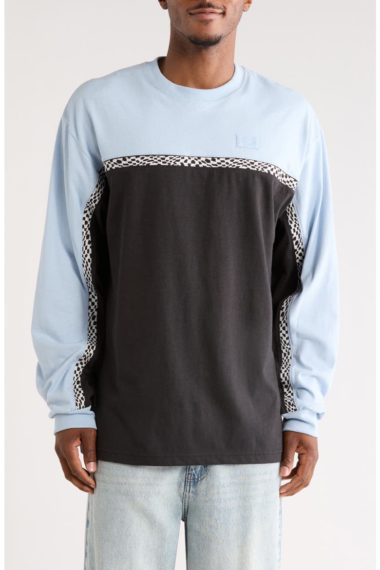 Colorblock Long Sleeve Sweatshirt, Main, color, SOFT SLATE-BLACK