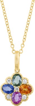 EFFY 14K Gold Diamond & Sapphire Pendant Necklace