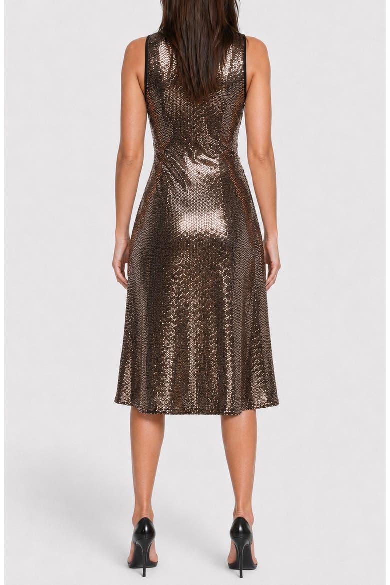 Disco Dot Shirred Maxi Dress, Alternate, color, BLACK/ GOLD