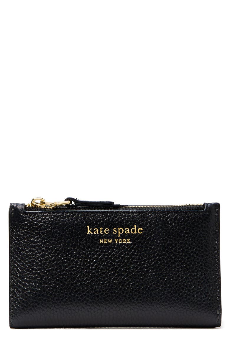 small roulette slim bifold wallet, Main, color, BLACK