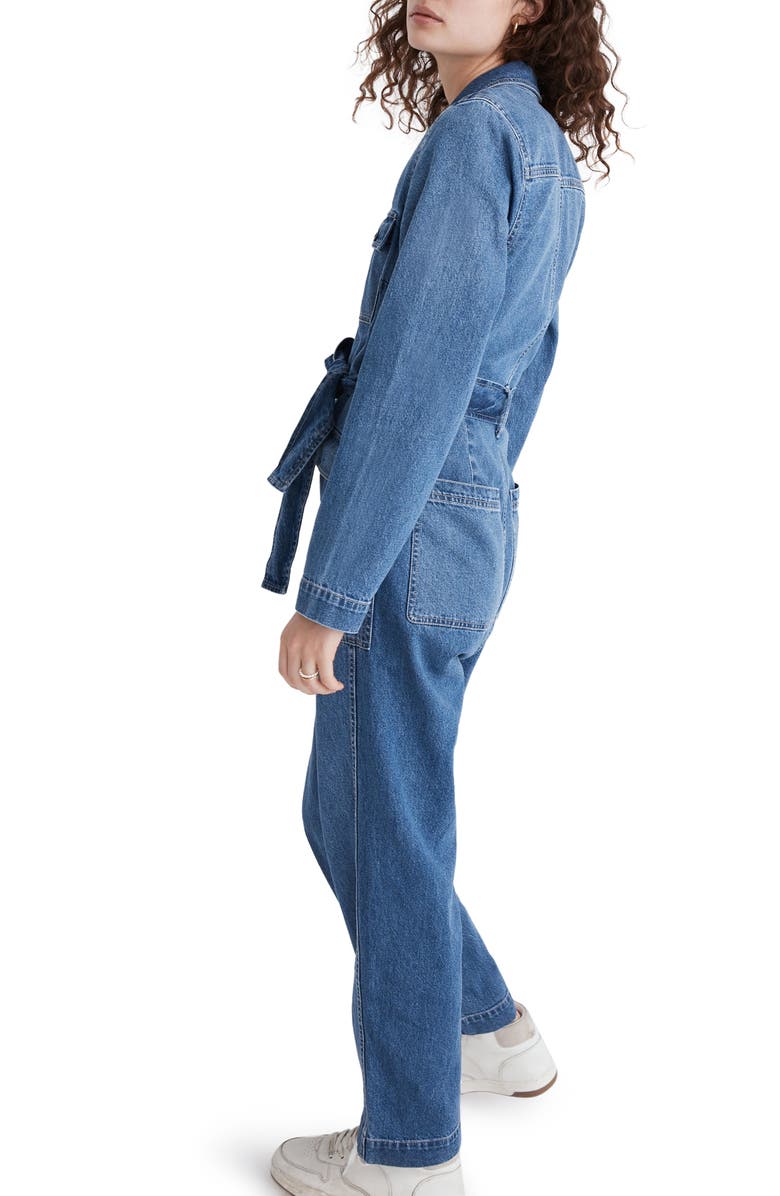 Madewell Tie Waist Denim Jumpsuit, Alternate, color, 
