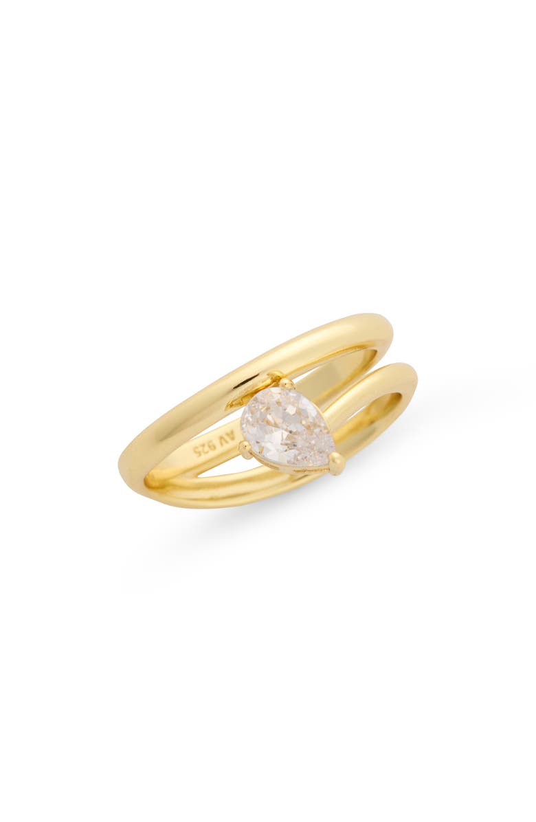 ARGENTO VIVO Pear Cut CZ Bypass Ring, Main, color, Gold