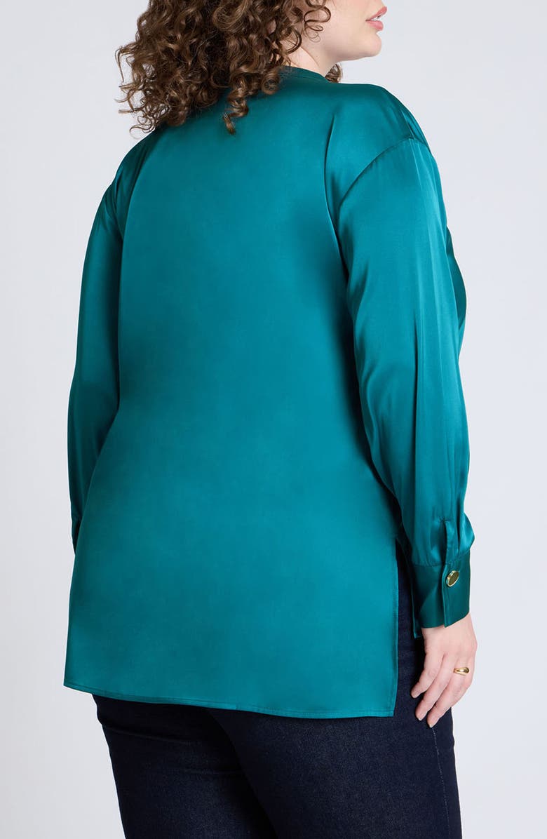 ELOQUII Satin Notch Collar Top, Alternate, color, 