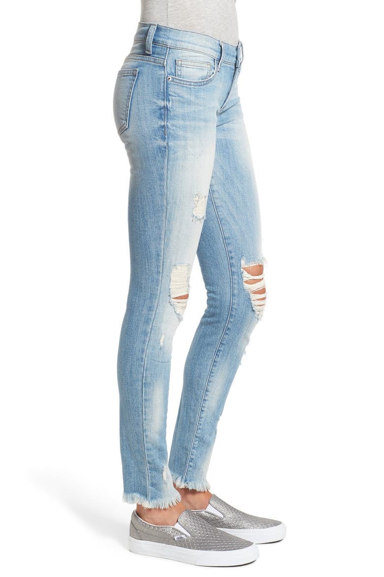 Destroyed Skinny Jeans, Alternate, color, LIGHT WASH