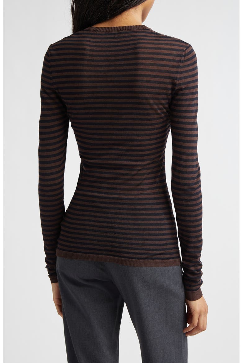 Iglú Stripe Extrafine Merino Wool Blend Sweater, Alternate, color, BROWN