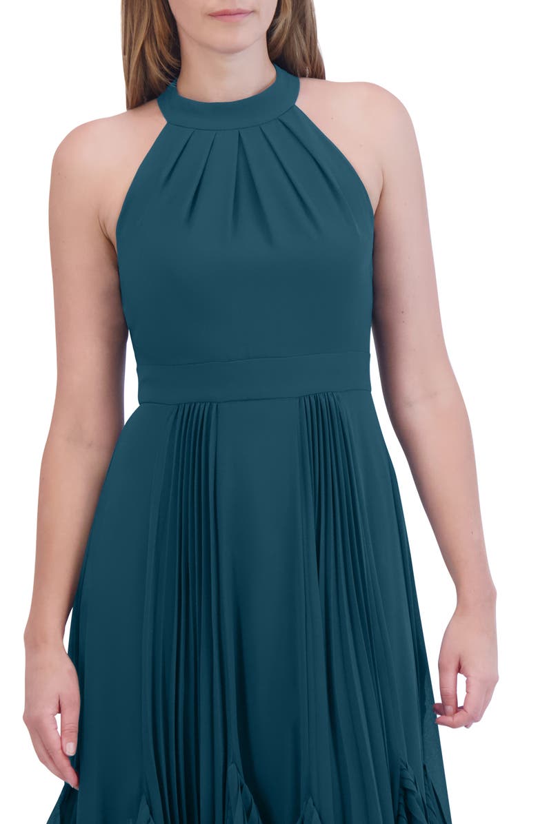 Eliza J Ruffle Pleat Halter Neck Cocktail Dress, Alternate, color,