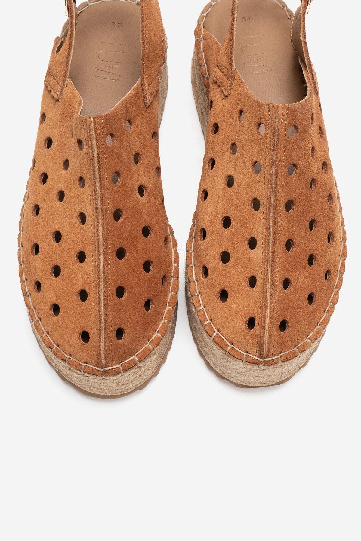 Fraga Leather Wedge Sandal, Alternate, color, Cognac Suede