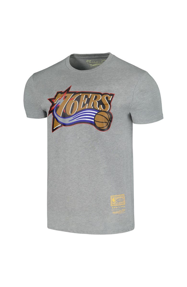 Mitchell & Ness Unisex Mitchell & Ness Heather Gray Philadelphia 76ers Hardwood Classics MVP Throwback Logo T-Shirt, Alternate, color, 
