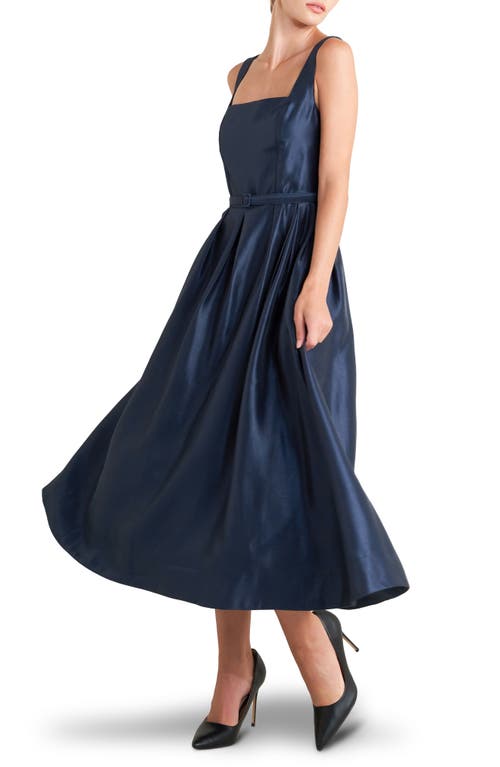 Freemarket Sleeveless Fit & Flare Satin Maxi Dress In Blue
