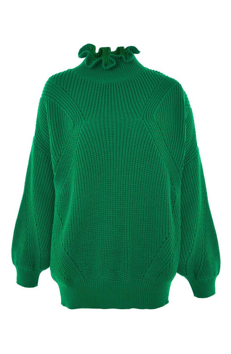 Topshop Frill Neck Sweater, Alternate, color, 