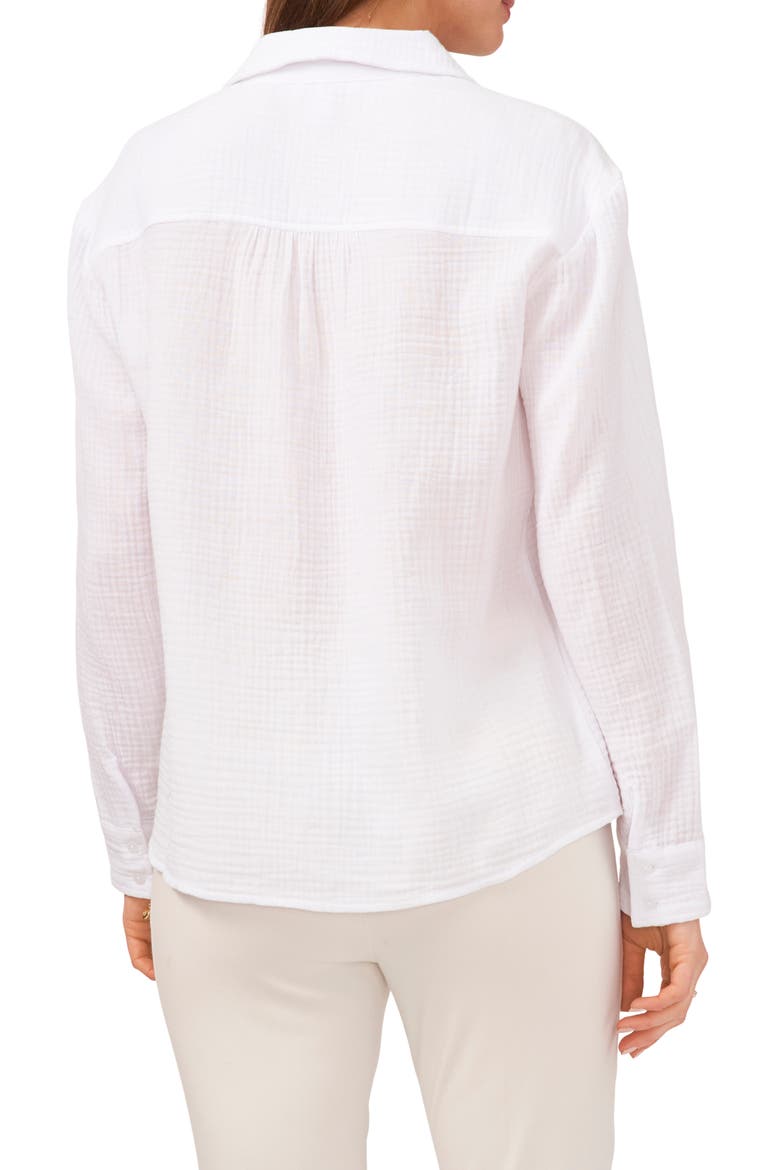 V-Neck Collared Blouse, Alternate, color, WHITE